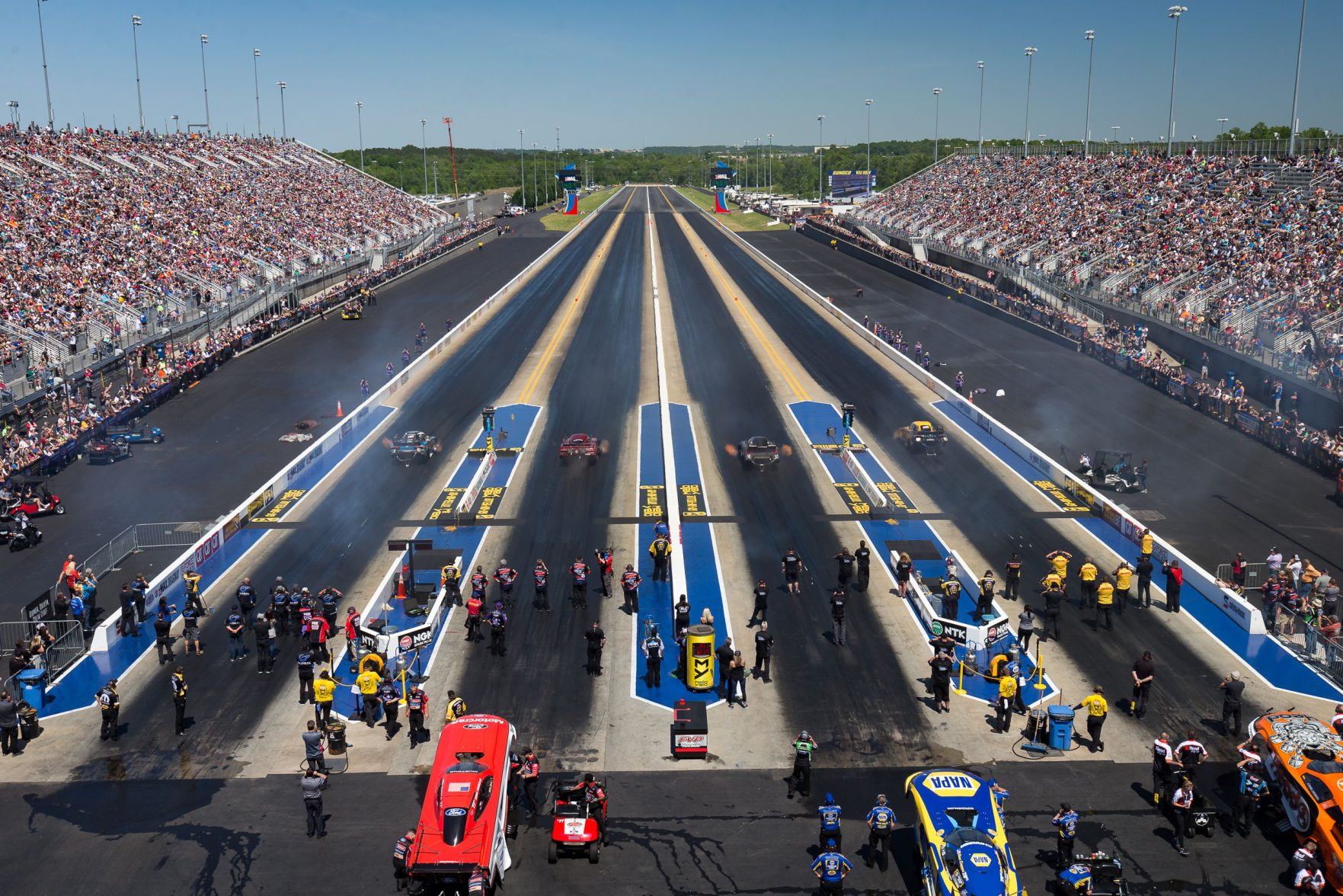 Saturday action at the NGK Spark Plugs NHRA 4-Wide Nationals.